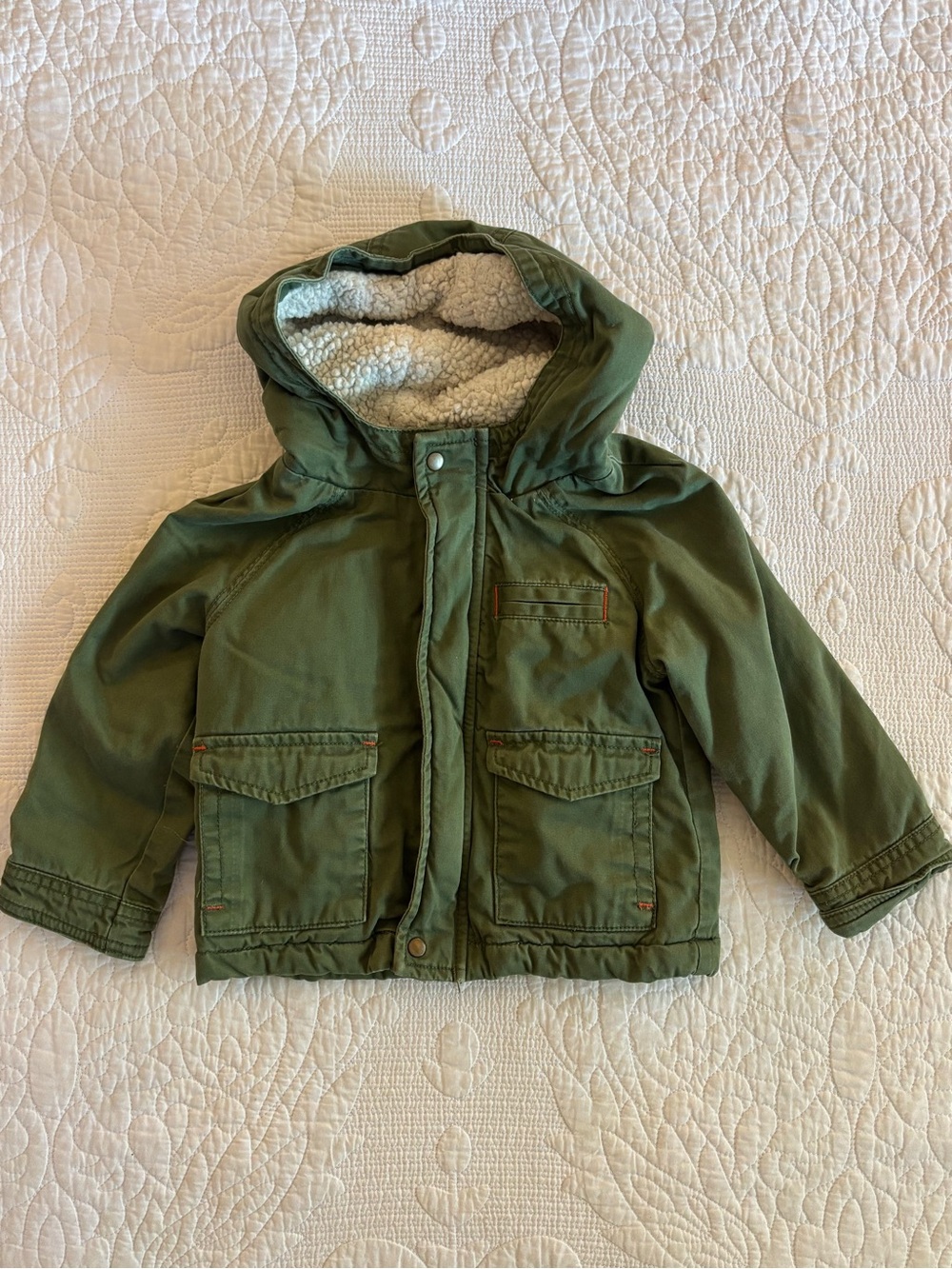 Cherokee Olive Green Hooded Sherpa Jacket for Kids